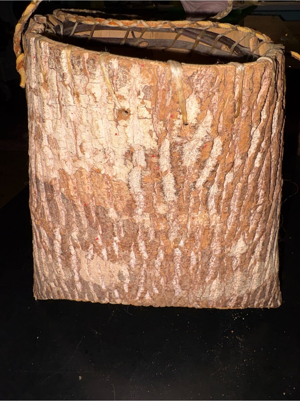Rustic bark hanging basket